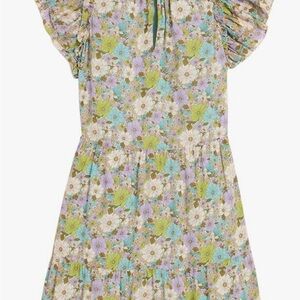 NWT Vineyard Vines Tiered Ruffle Floral Mini Dress - Green, Purple, White